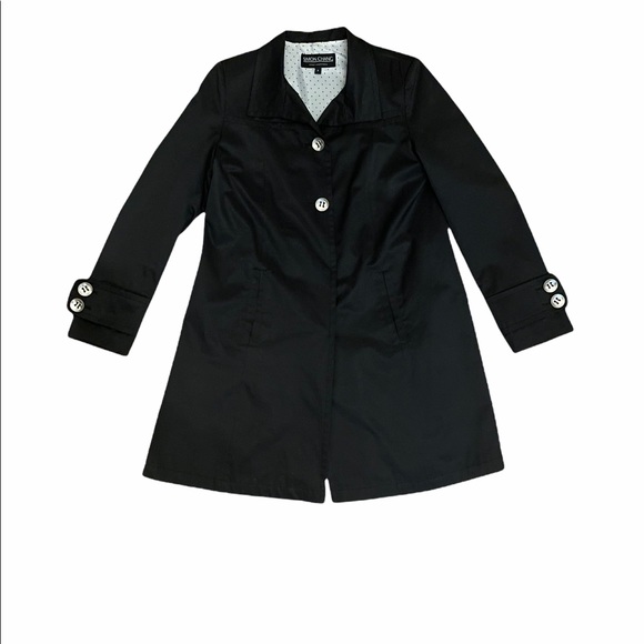Simon Chang Black Trench Coat | Size 6 - Picture 2 of 8